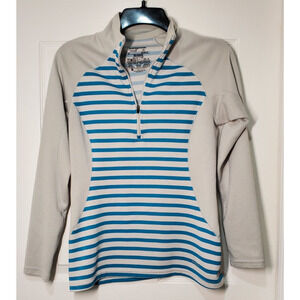 Patagonia Capilene 3 Pullover Womens XS Blue White Striped Half Zip Midweight